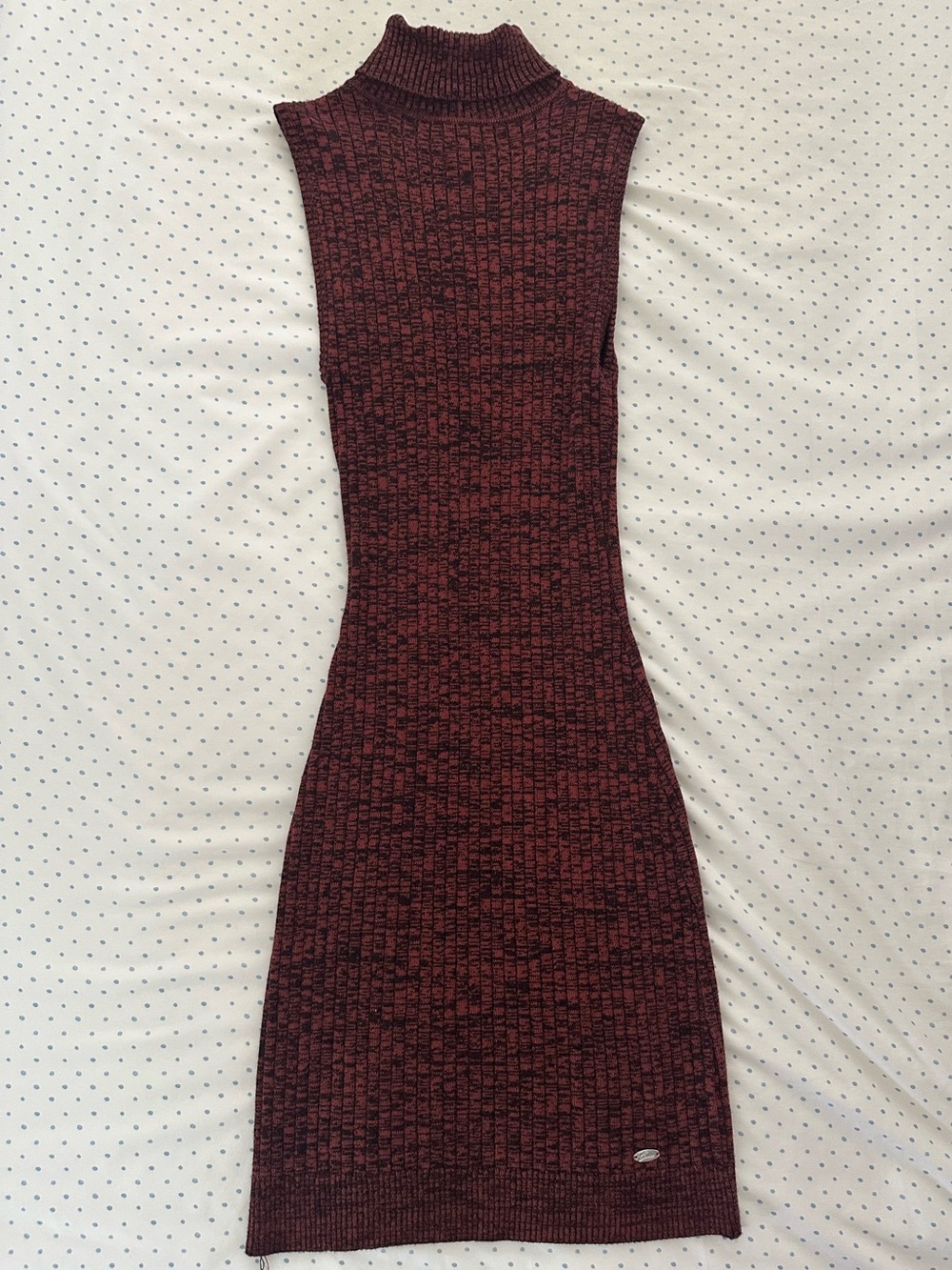Guess Burgundy Ribbed Knit Bodycon Dress XS Mock Neck Fall